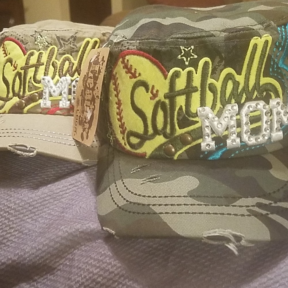 Distressed " Softball Mom" cadet cap